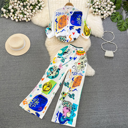 Conjunto holgado de verano para mujer con estampado vibrante de Isabella Sol