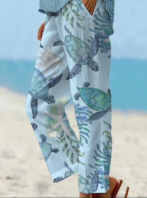 Pantalones cortos Isabella Sol con estampado de tortugas marinas