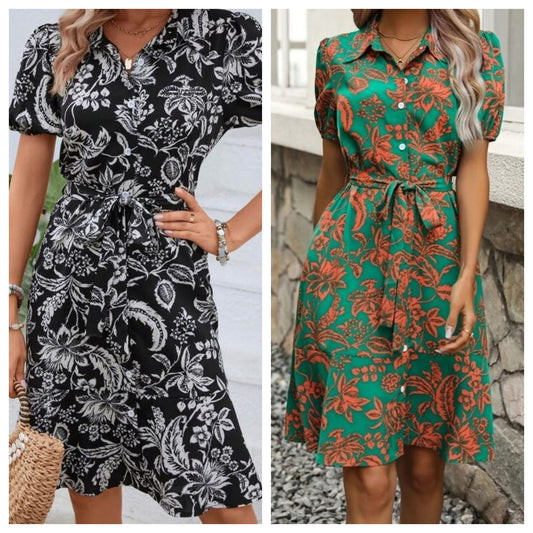 Vestido camisero de verano Isabella Sol con botones y estampado floral
