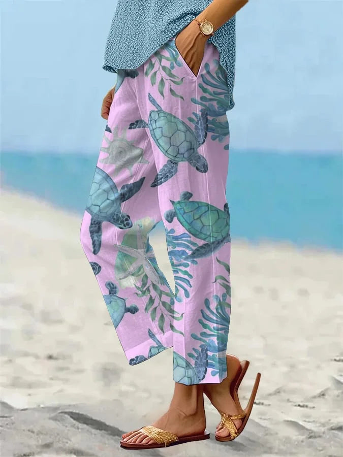 Pantalones cortos Isabella Sol con estampado de tortugas marinas