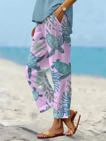 Pantalones cortos Isabella Sol con estampado de tortugas marinas