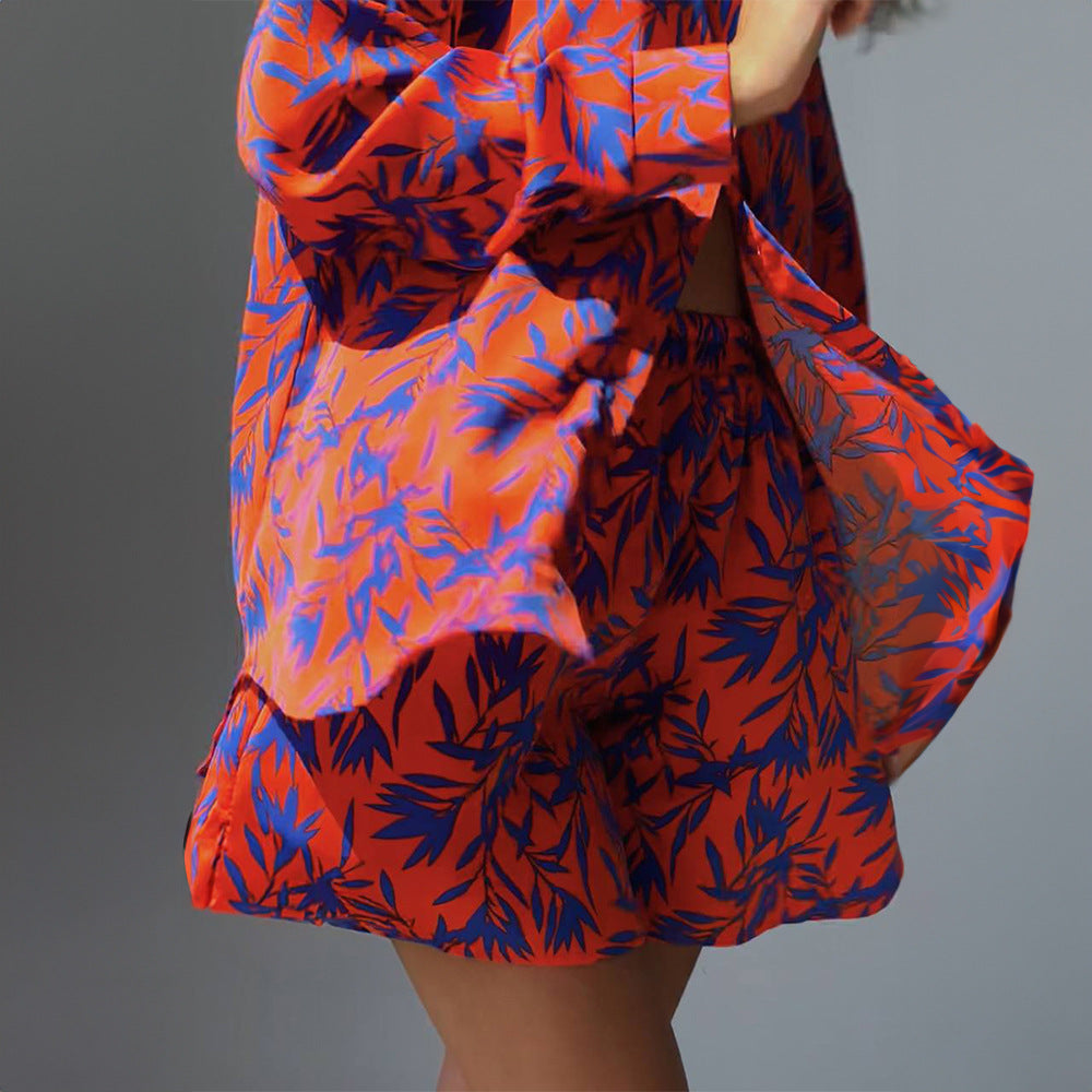 Conjunto de camisa estampada con la vibrante hoja de arce de Isabella Sol