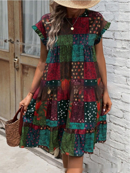 Vestido midi de verano estilo boho patchwork de Isabella Sol