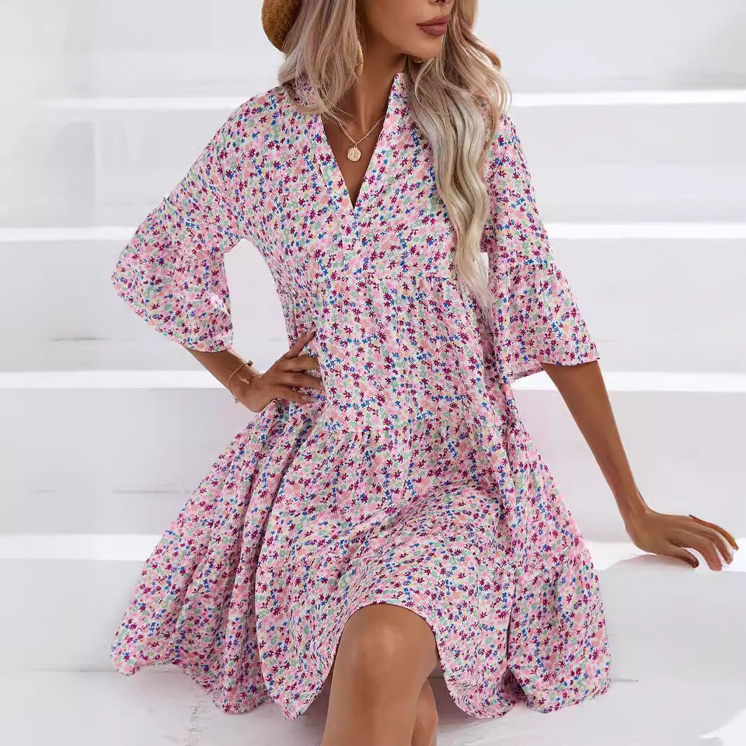 Vestido de verano estilo bohemio con escote en V de Isabella Sol.