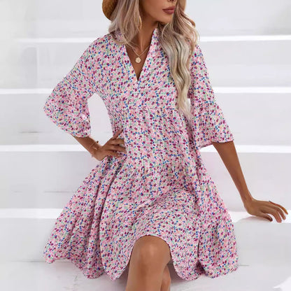 Vestido de verano estilo bohemio con escote en V de Isabella Sol.
