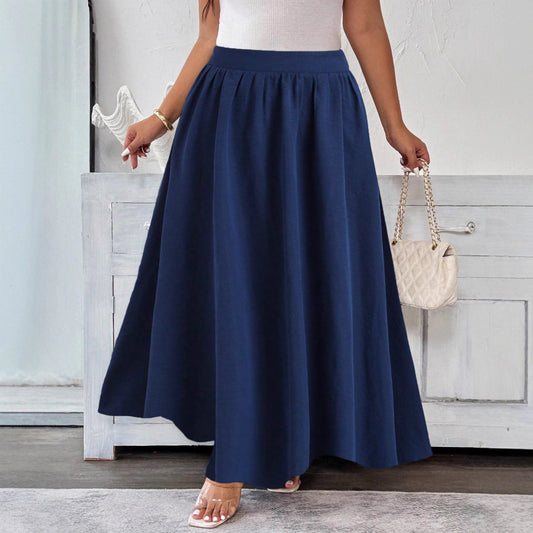Elegante falda acampanada azul marino de Isabella Sol.