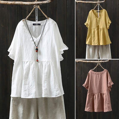 Ruffled Cotton Plus Top Isabella Sol Pinterest-Inspired