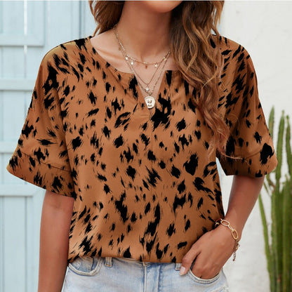 Top estampado con cuello en V para uso diario de Isabella Sol