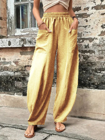 Pantalones harem de corte relajado Isabella Sol con bolsillos
