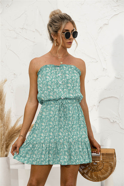 Vestido palabra de honor con estampado floral de Isabella Sol