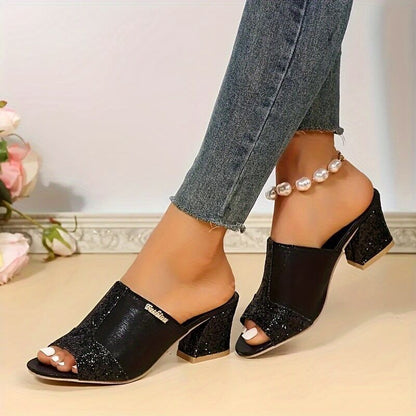 Sparkling Chunky Heel Isabella Sol Plus Sandals