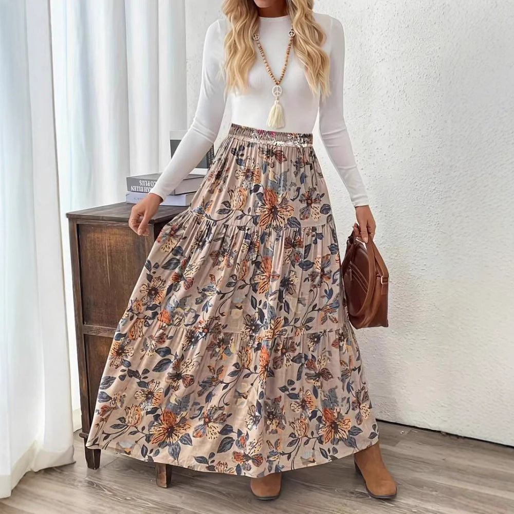Falda midi Isabella Sol con estampado floral bohemio