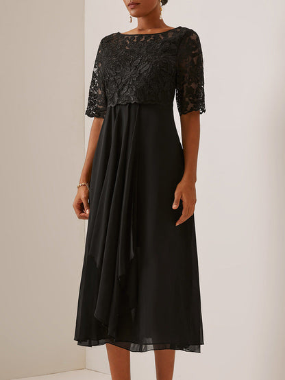 Elegante vestido de noche midi de encaje de Isabella Sol
