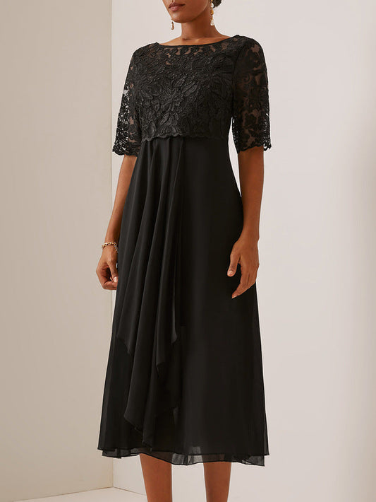 Elegante vestido de noche midi de encaje de Isabella Sol