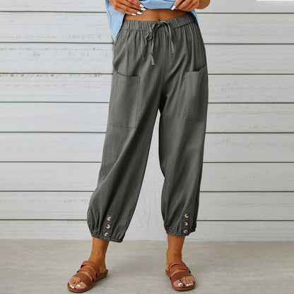 Pantalones holgados de algodón y lino de Isabella Sol