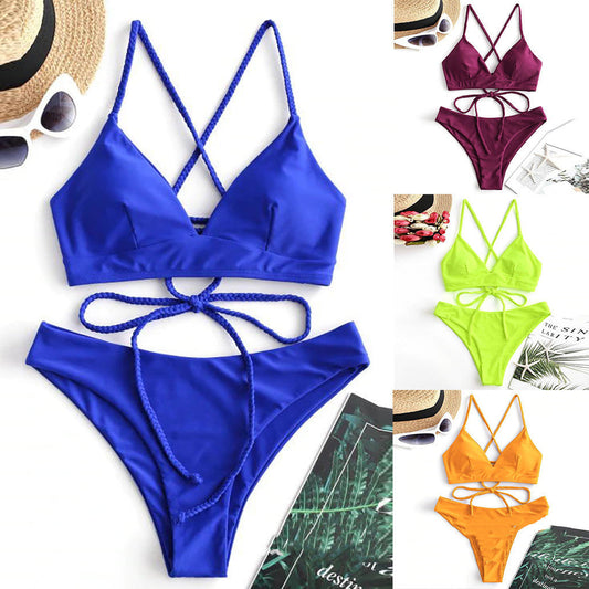 Strappy Solid Bikini by Isabella Sol