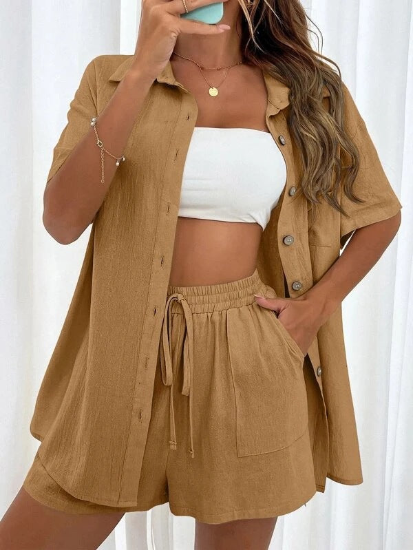 Conjunto elegante de camisa y shorts de Isabella Sol