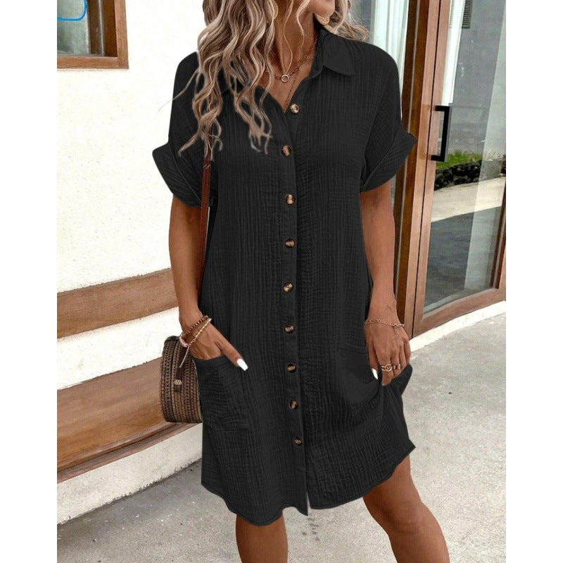 Elegante vestido camisero de algodón y lino de Isabella Sol