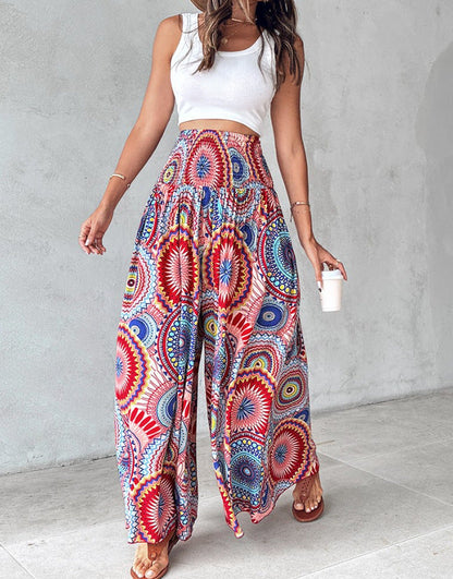 Pantalones anchos con estampado floral retro de Isabella Sol