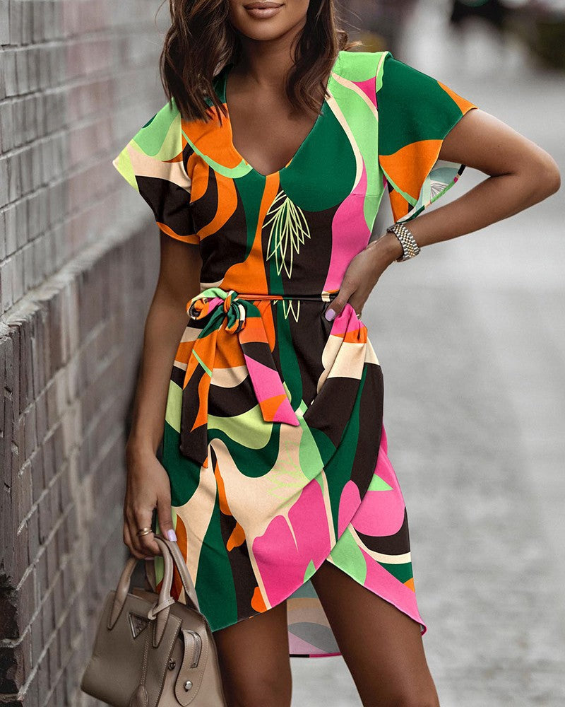 Vestido de verano para ir al trabajo de Isabella Sol con estampado vibrante