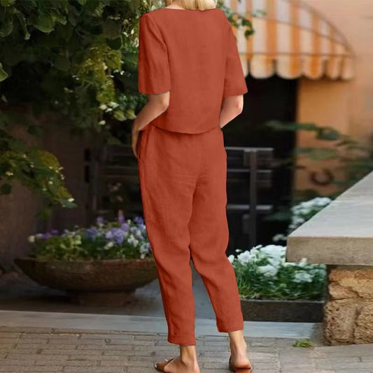 Conjunto de lino vintage de Isabella Sol - Conjunto Capri de verano