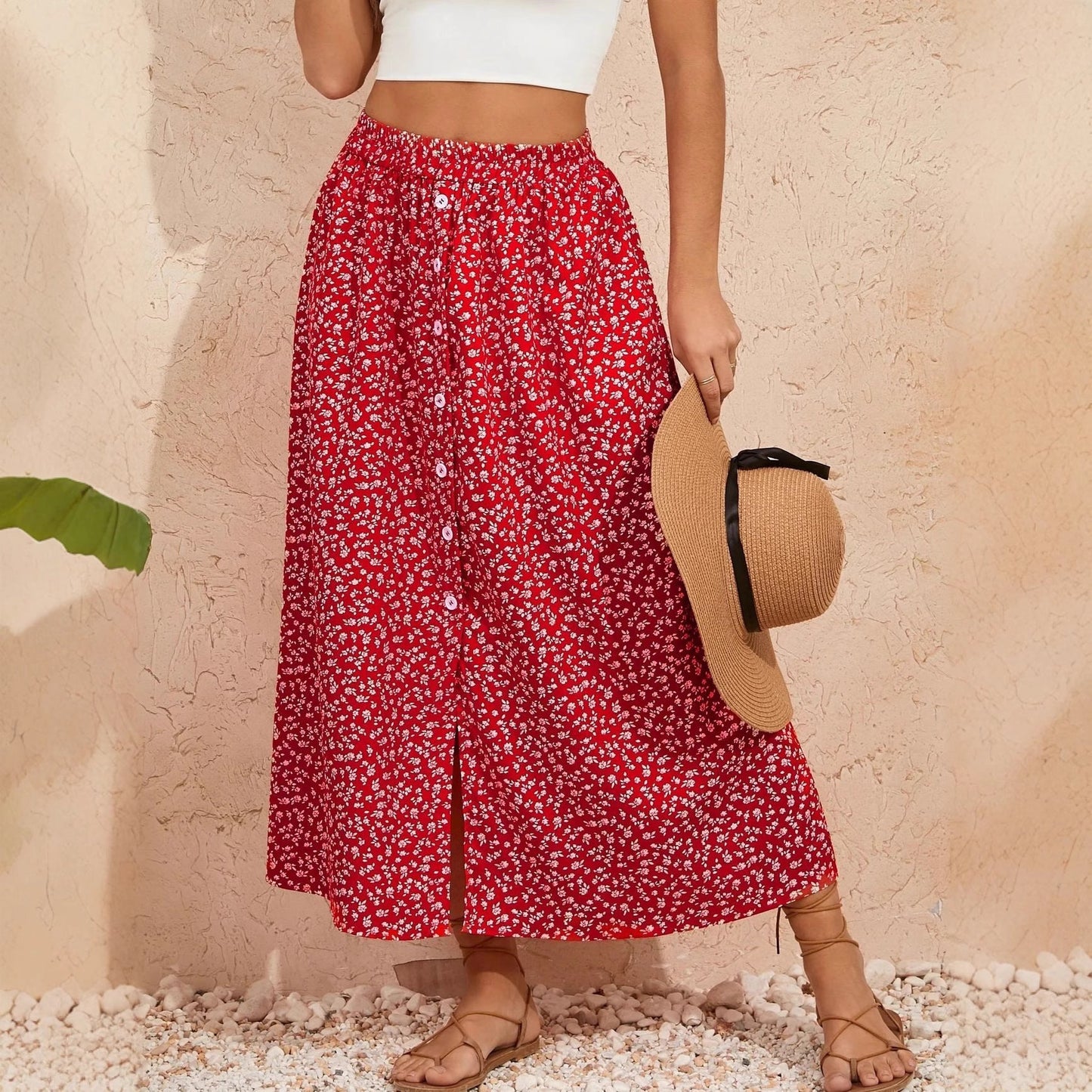 Pastoral Floral A-Line Skirt by Isabella Sol