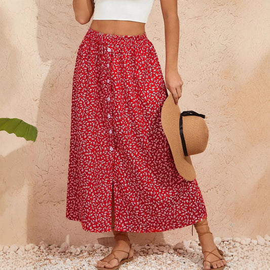 Pastoral Floral A-Line Skirt by Isabella Sol
