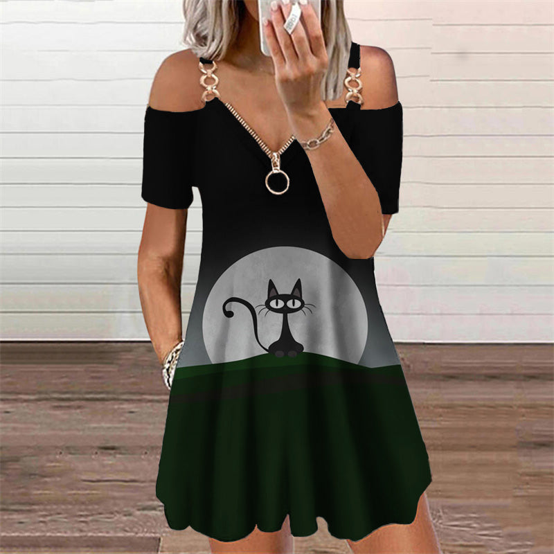 Elegante vestido estampado de manga corta de Isabella Sol