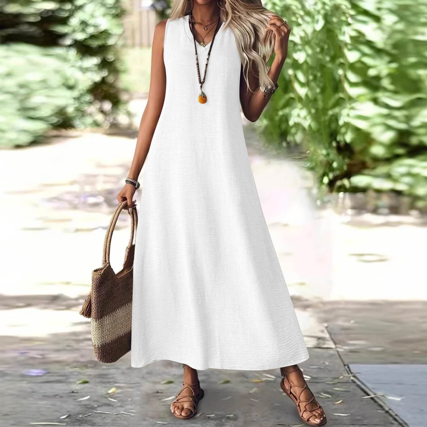 Elegante vestido sin mangas de cáñamo de Isabella Sol