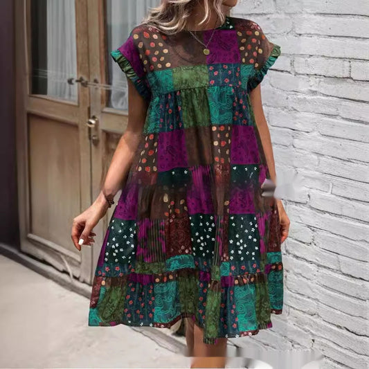 Vestido midi de verano estilo boho patchwork de Isabella Sol