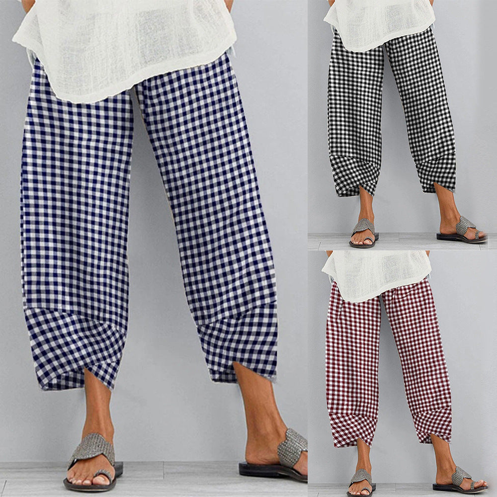 Versatile Checkered Cropped Pants by Isabella Sol