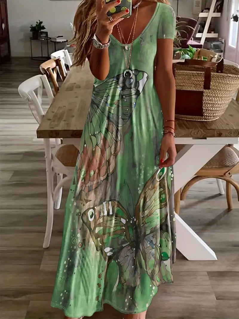 Vestido largo Isabella Sol con estampado de mariposas bohemias