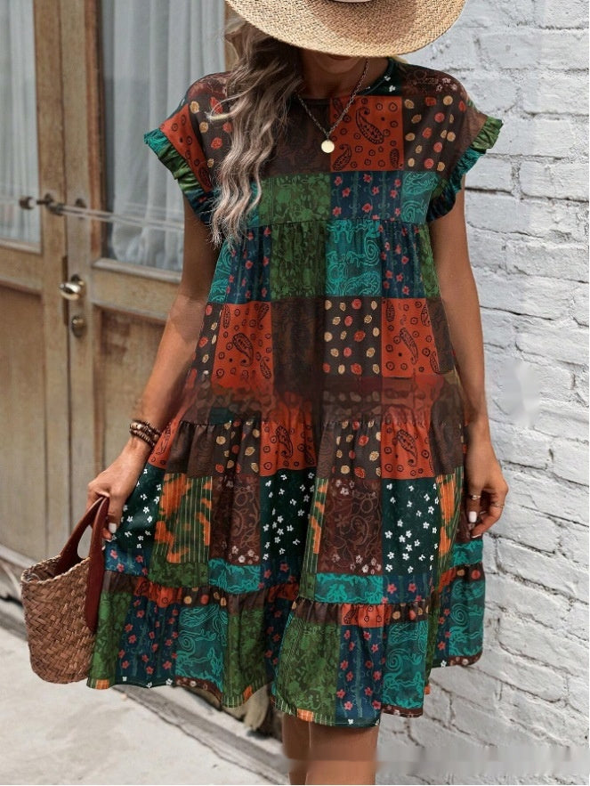 Vestido midi de verano estilo boho patchwork de Isabella Sol