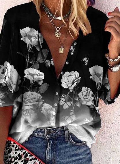 Camisa de manga corta con botones y estampado floral de Isabella Sol