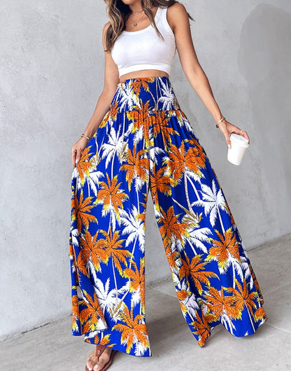 Pantalones anchos con estampado floral retro de Isabella Sol
