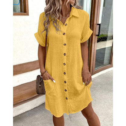Elegante vestido camisero de algodón y lino de Isabella Sol
