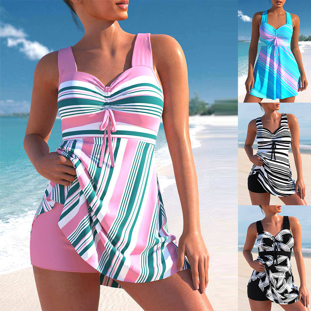 Striped High Waist Bikini Set by Isabella Sol