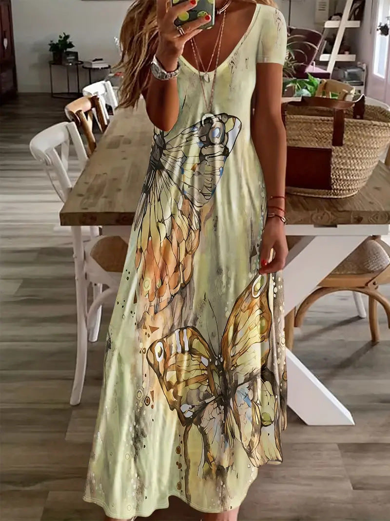 Vestido largo Isabella Sol con estampado de mariposas bohemias