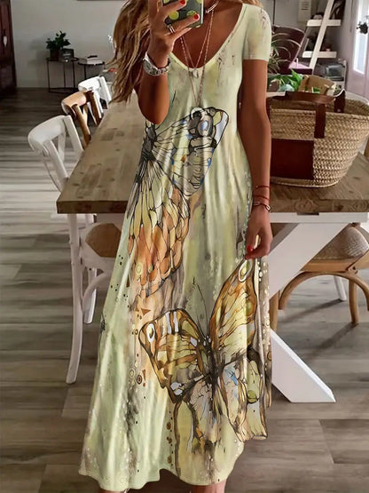 Vestido largo Isabella Sol con estampado de mariposas bohemias