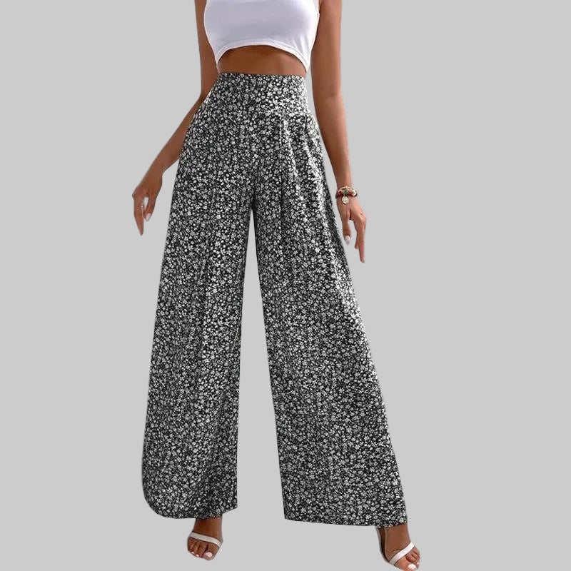 Pantalones casuales Isabella Sol de pierna ancha con estampado floral