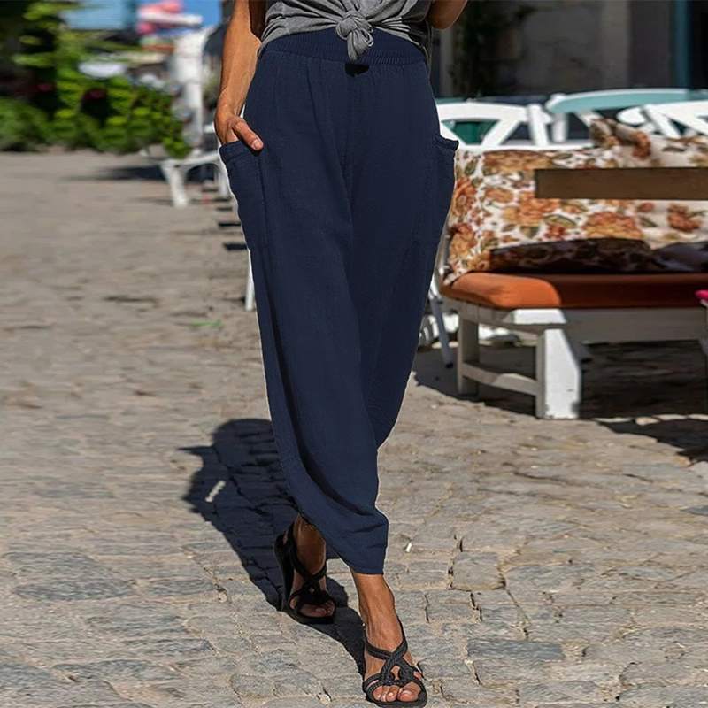 Pantalones casuales de algodón Isabella Sol de corte relajado