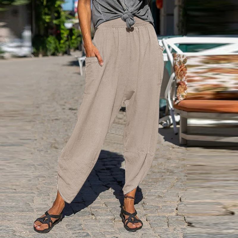 Pantalones casuales de algodón Isabella Sol de corte relajado