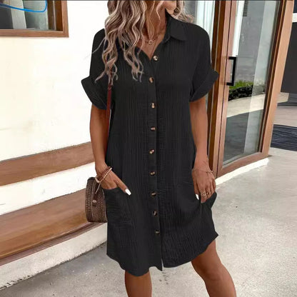 Elegante vestido camisero de manga corta de Isabella Sol