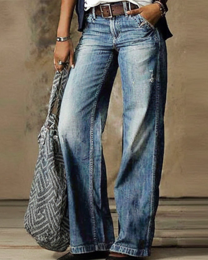 Pantalones anchos con estampado floral artístico de Isabella Sol.