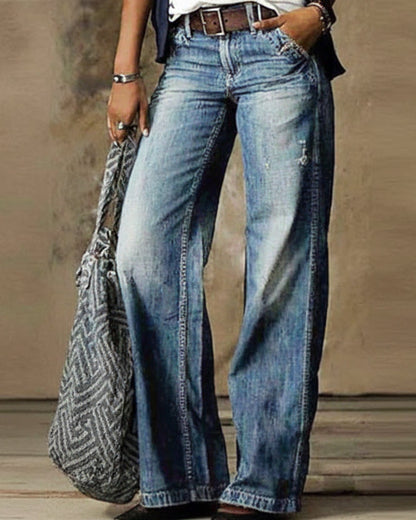 Pantalones anchos con estampado floral artístico de Isabella Sol.