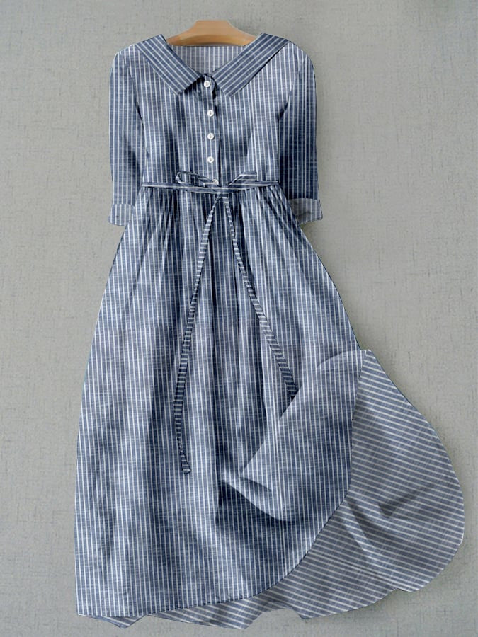 Vestido camisero de rayas para el día a día de Isabella Sol