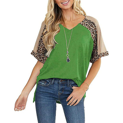 Top informal de manga corta con estampado de leopardo de Isabella Sol