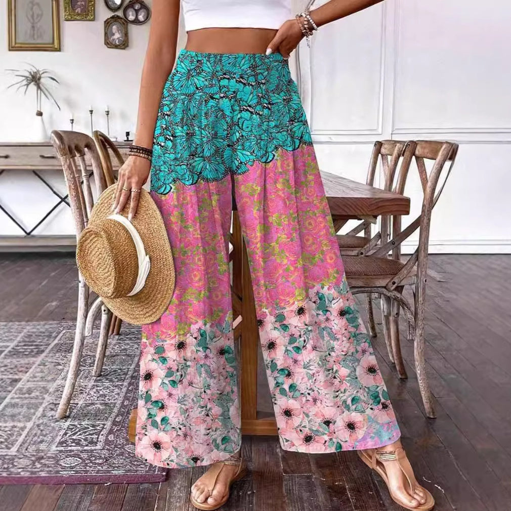 Elegant Floral High-Waisted Pants by Isabella Sol