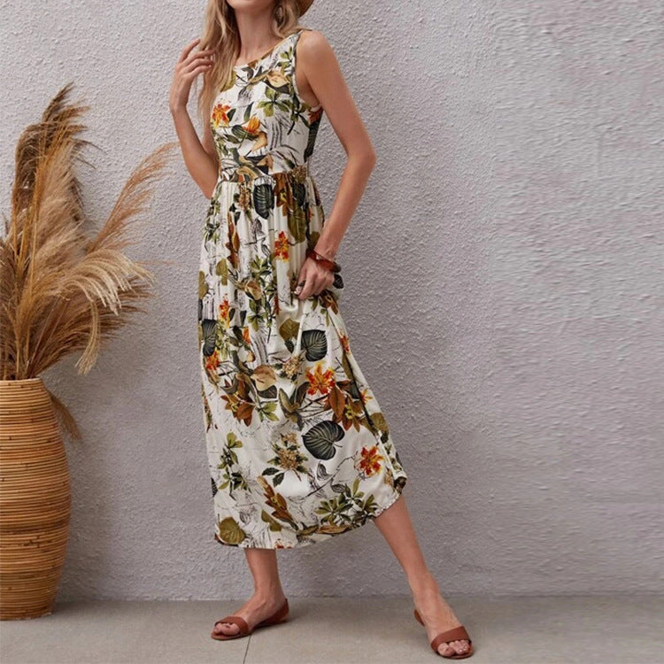 Vestido de algodón con estampado floral y corte en A de Isabella Sol.