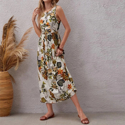 Vestido de algodón con estampado floral y corte en A de Isabella Sol.